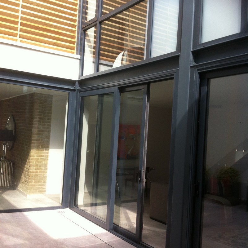Anthracite aluminium sliding patio doors fitted in Plaistow