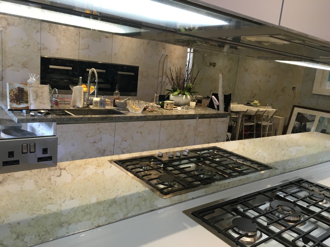 Mirror glass splashback in Plaistow luxury kitchen