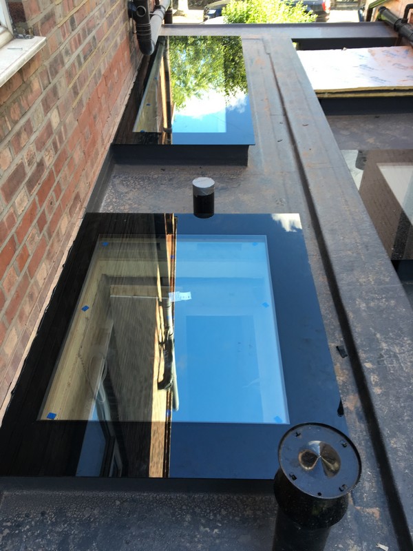 Multiple flat roof skylights on extension in Plaistow